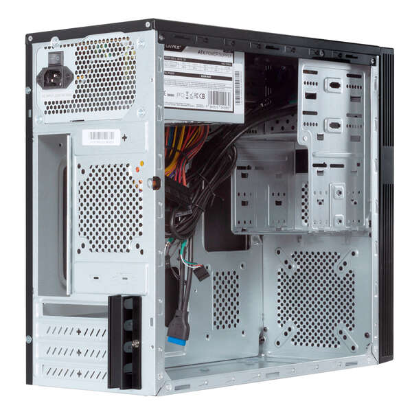 Caixa Unykach Grey Rain MicroATX EVO - Fonte de alimentação de 500 W incluída - Suporta drives de 3,5