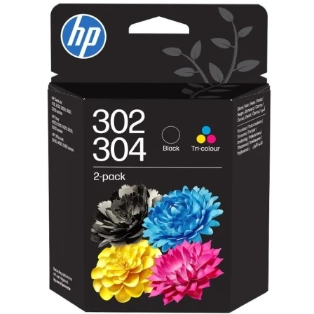 HP302/ HP304 PRETO + Cor Pack de 2 TINTEIROS - B82L1AE/ X4D37AE/ 3JB05AE