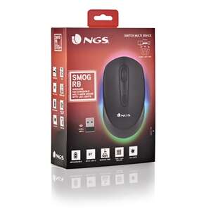 Rato USB Bluetooth sem fios NGS Smog-RB 2400 dpi - Iluminação LED RGB - 3 botões - Uso ambidestro