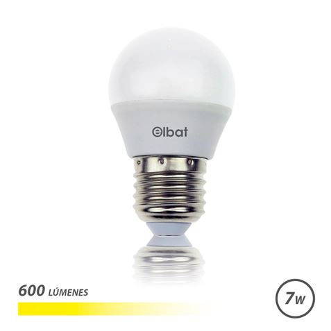 Lâmpada LED Elbat - Potência: 7W - Lúmens: 600 - Tipo de Luz: 3000K Luz Quente - Tampa: E27 - Ângulo: 220º - Dimensões: 45X78mm - 30.000 Horas de Vida - 15.000 Iluminações - Cor Branca