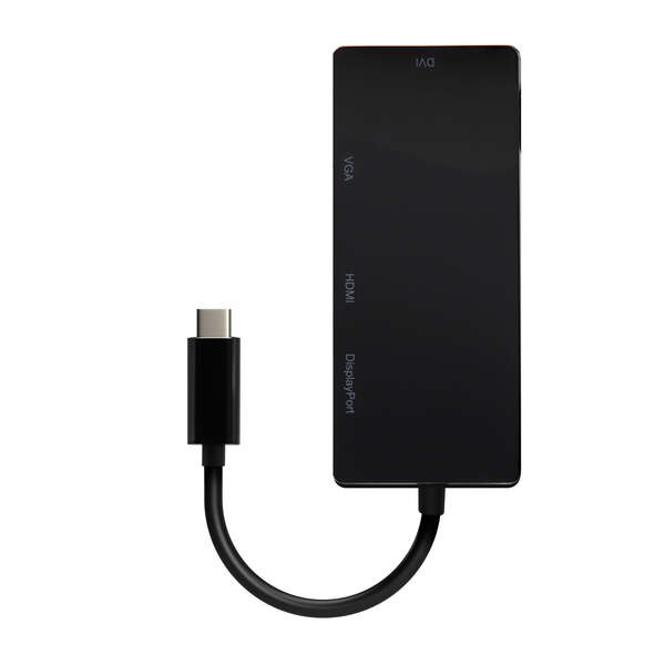 Aisens Conversor USB-C a DP/DVI/HDMI/VGA - USB-C/M-DP/H-DVI/H-HDMI/H-VGA/H - 15cm - Color Negro