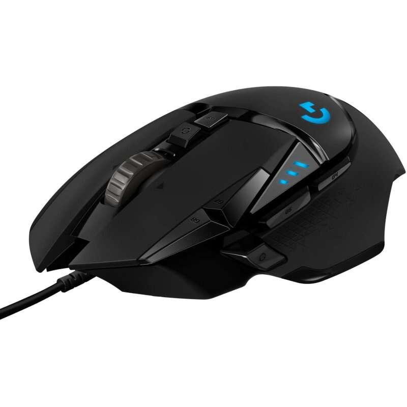 Rato USB Logitech G502 Hero 16000 dpi - 10 botões programáveis ​​​​- Iluminação LED - Utilização por destros - Cabo de 2,10 m - Preto