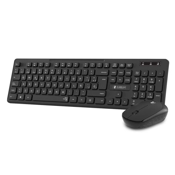 Subblim Combo Business Slim Silencioso 2.4G Wireless - Teclado e Rato Ergonómicos - Ligação Plug & Play - Resistente a Derrames - Teclas Silenciosas - Preto