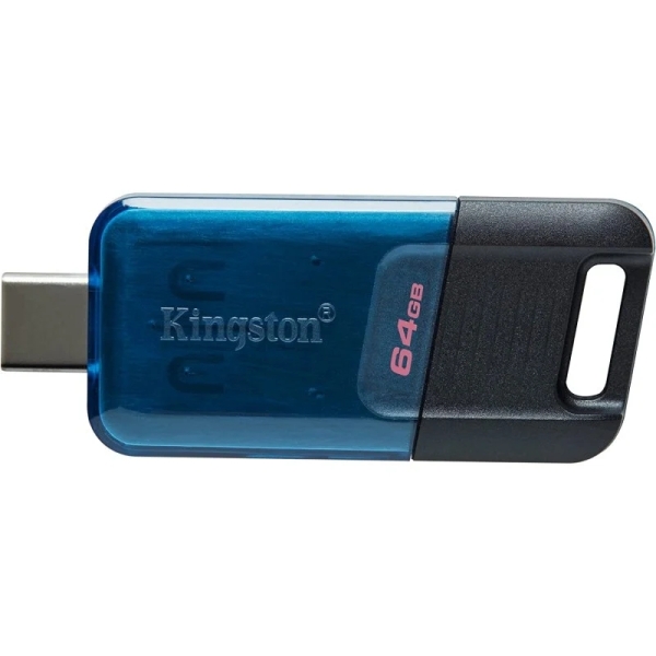 Kingston DataTraveler 80M USB-C 3.2 Gen 1 Flash Drive 64 GB - 200 MB/s de leitura - Azul/Preto (Flash Drive)
