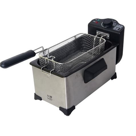 Fritadeira Muvip 3L 2000W - Aço Inoxidável - Antiaderente - Ajuste de temperatura - Alças de toque frio