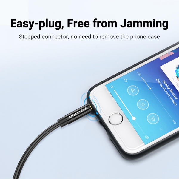 Cabo de extensão estéreo Vention 3,5 mm Jack macho para 3,5 mm Jack fêmea - 0,5 m - Preto