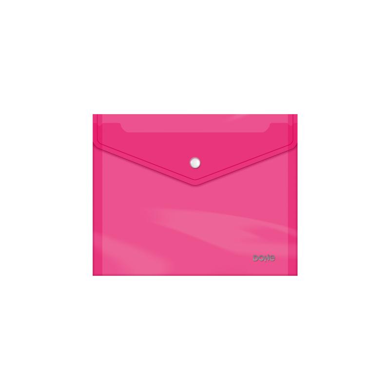 Envelope Dohe com Fecho - Tamanho A5 - Polipropileno Cristal Transparente 150 Microns - Cor Rosa