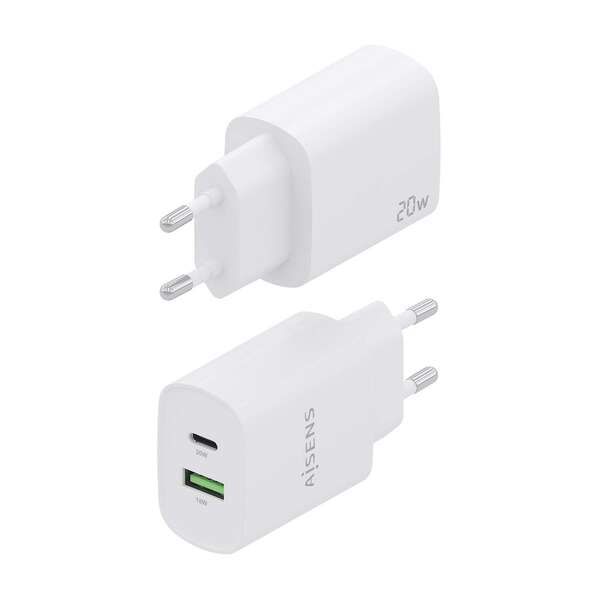 Carregador Aisens 20W - 1xUSB-C PD3.0 - 1xUSB-A QC3.0 - Branco