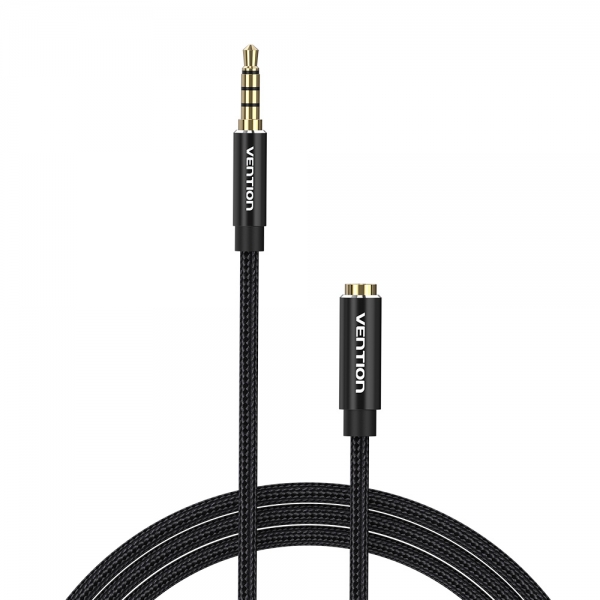 Vention Cabo Estereo Jack 3.5 Macho a Jack 3.5 Hembra - 1m - Cor Preto