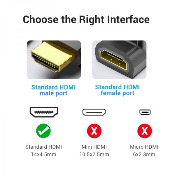 Vention HDMI Macho para HDMI Fêmea Adaptador 90° 4K - Preto