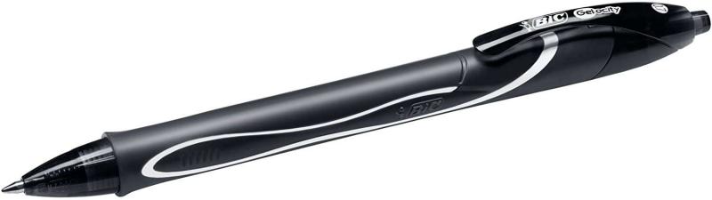 Caixa 12 unidades - Caneta de gel retrátil Bic Gel-Ocity Quick Dry - Ponta média de 0,7 mm - Tinta de gel - À prova de manchas - Secagem ultrarrápida - Preta
