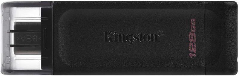 Kingston DataTraveler 70 128 GB USB Type-C Flash Drive - USB-C 3.2 Gen 1 - Com Tampa - Preto (Pendrive)