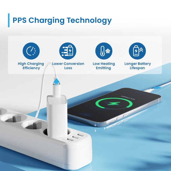 Carregador USB-C Ewent EW1320 20 W - Carregamento rápido - Alta eficiência - Cor branca
