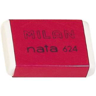 Caixa 24  Borrachas Retangular Milan Nata 624 - Plástico - Macia - Não Abrasiva - Branca