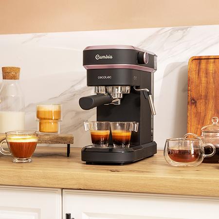 Máquina de café expresso Cecotec Cafelizzia 890 Rose com bocal de vapor - 1350 W - Capacidade de 1,1 L - Pressão de 20 bar - Bocal de vapor - Temperatura regulável - Aço inoxidável - Termobloco - Aquecedor de chávenas - Preto