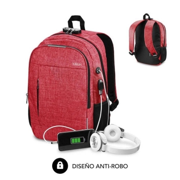 Mochila Subblim Urban Lock System - Sinônimo de segurança - Excelente capacidade de organização - Conector USB para Powerbank - Design durável - Alças ergonômicas - Cor vermelha