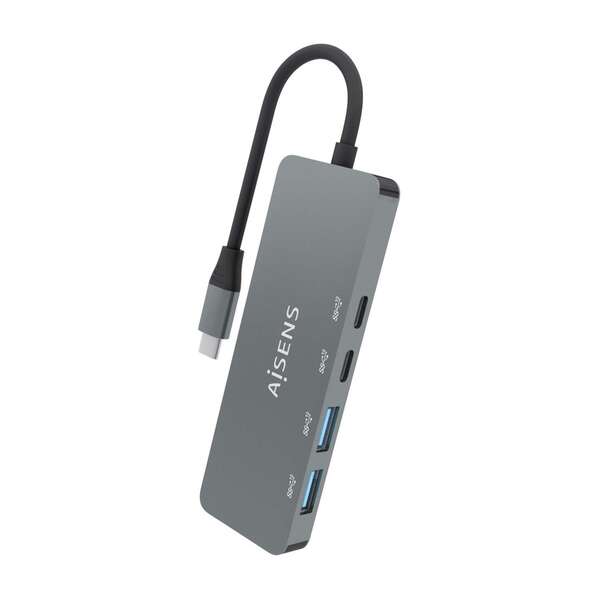 Aisens Hub USB 3.2 GEN2 10G USB-C - USB-C/M-2xUSB-C/H-2xUSB-A/H - 15cm - Cor Cinza