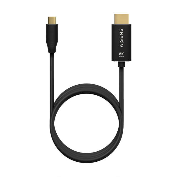 Cabo conversor Aisens em alumínio USB-C para HDMI 2.1 8K a 60 Hz - USB-C/M-HDMI/M - 2,0 m - Cor preto