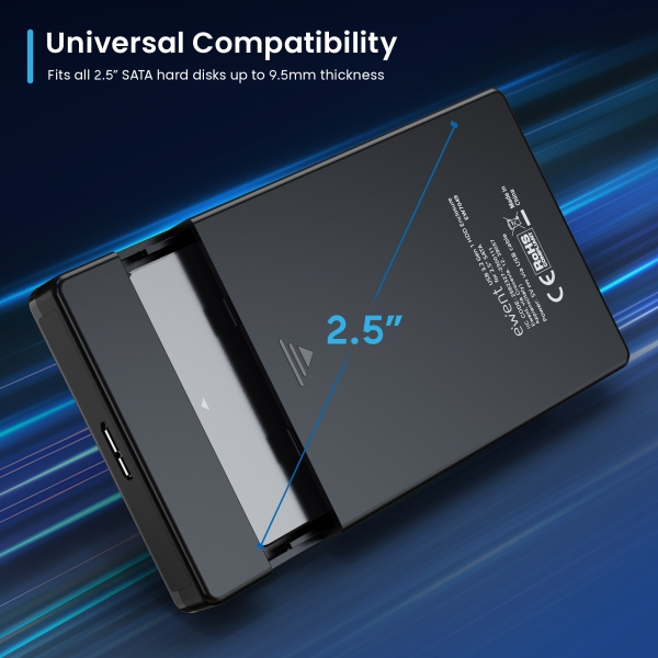Caixa externa Ewent USB 3.2 - Instalação sem ferramentas - Plug and Play - SATA 2,5