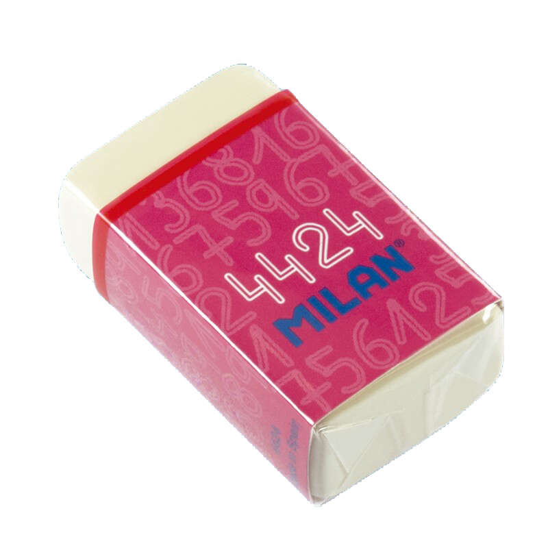 Pack 24 unidades - Borracha Retangular Milan 4424 - Farinha de Rosca - Borracha Sintética Macia - Faixa de Cartão Colorido - Branca