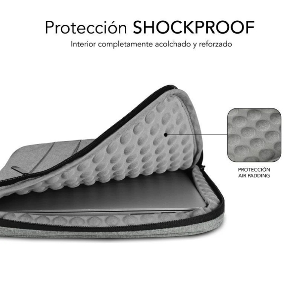 Capa Subblim Air Padding 360 - 380x275x30 mm - Proteção 360º com acolchoamento de ar - Vários bolsos - Forte e durável - Cinza