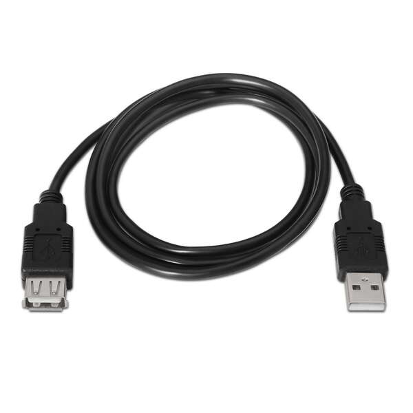 Cabo de extensão USB 2.0 Aisens - Tipo A macho para tipo A fêmea - 1,8 m - Preto