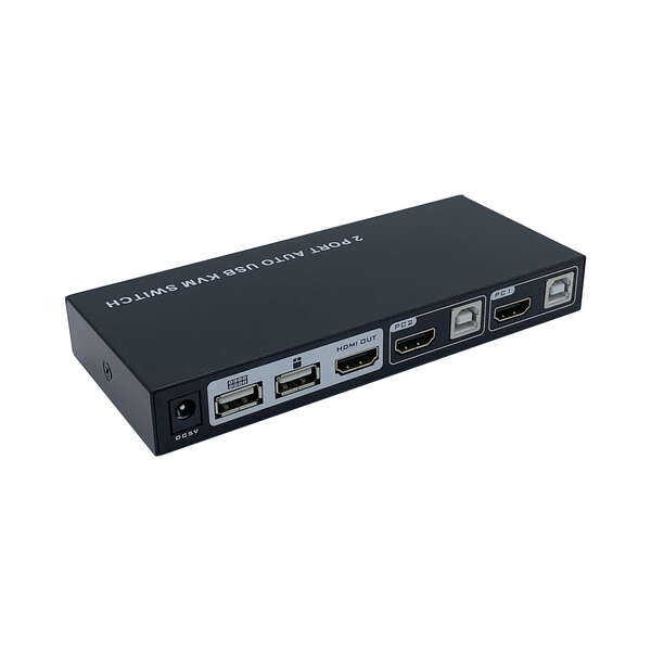 Switch KVM Aisens 4K a 60 Hz USB 1U de 2 portas HDMI com fonte de alimentação - Preto
