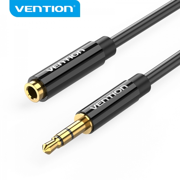 Cabo de extensão estéreo Vention 3,5 mm Jack macho para 3,5 mm Jack fêmea - 1 m - Preto