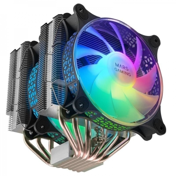 Cooler para CPU Mars Gaming MCPU-XT - Desempenho Extremo 300W TDP - Torre Dupla - 6 Heatpipes HCT - Compatível com ARGB - Universal para Vários Sockets - Fácil Instalação - Preto
