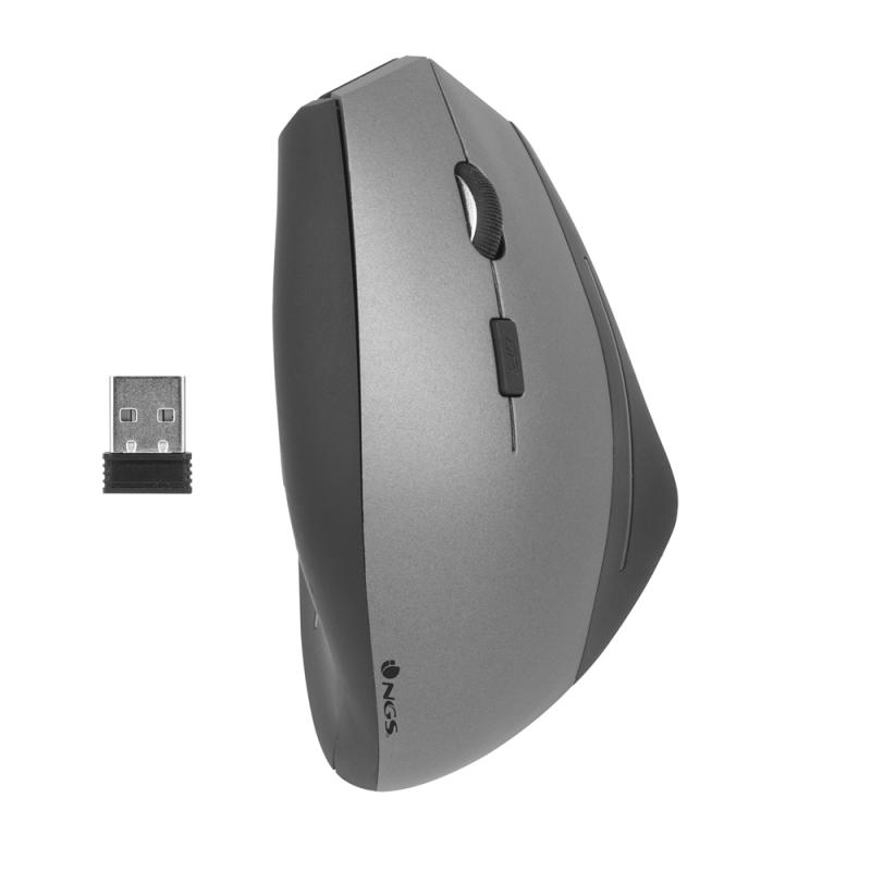 Rato vertical sem fio NGS Evo Zen USB 1600 dpi - 5 botões - uso com a mão direita