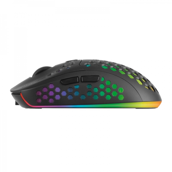 Rato sem fios ultraleve Mars Gaming MMW3 - Fluxo RGB - Sensor ótico de 3200 DPI - Switches HUANO - Ligação 2.4G - Bateria recarregável - Cor preta