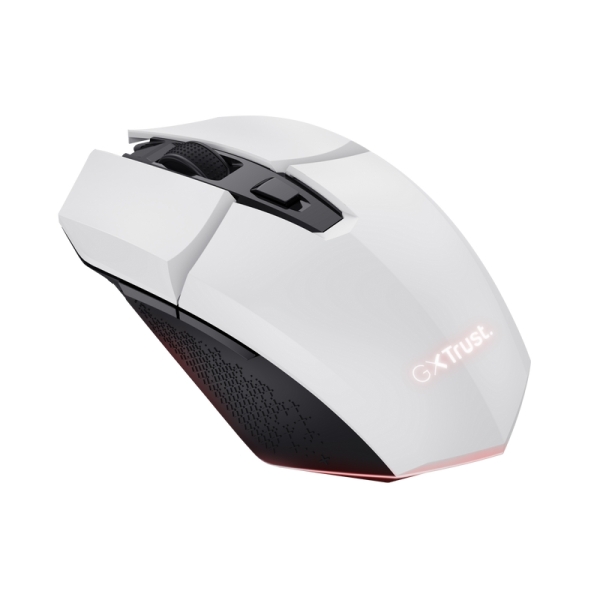 Rato gaming sem fios recarregável Trust - Velocidade ajustável de 800 a 4800 DPI - Até 80 horas de jogo - 4 opções de iluminação LED - 6 botões e seleção de DPI