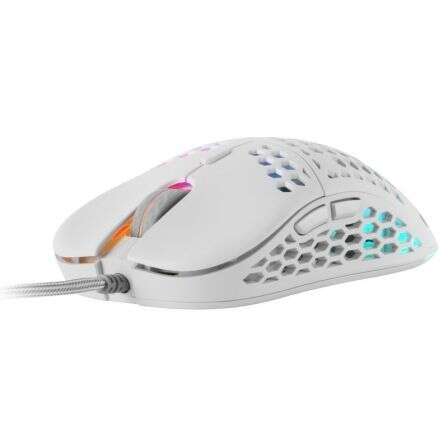 Rato gaming USB Mars Gaming MM55 12800 dpi - Caixa com painel perfurado - 5 botões - Iluminação Chroma RGB - Utilização por destros - Cabo de 1,70 m