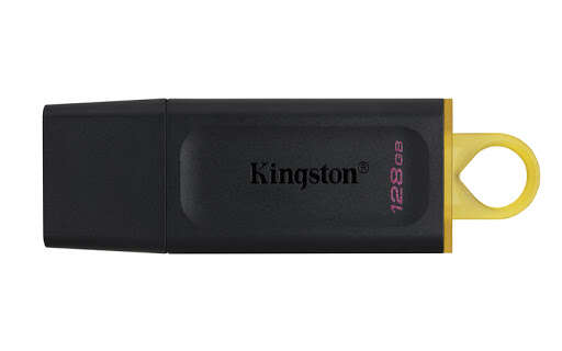 Pendrive Kingston DataTraveler Exodia 128 GB - USB 3.2 Gen 1 - Compatível - Clip para Porta-Chaves - Preto (Pendrive)