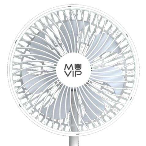 Ventilador Portátil Muvip 5W 15cm Diâmetro - 4 Velocidades - Ângulo Ajustável até 360º - Autonomia da Bateria até 9h - Branco