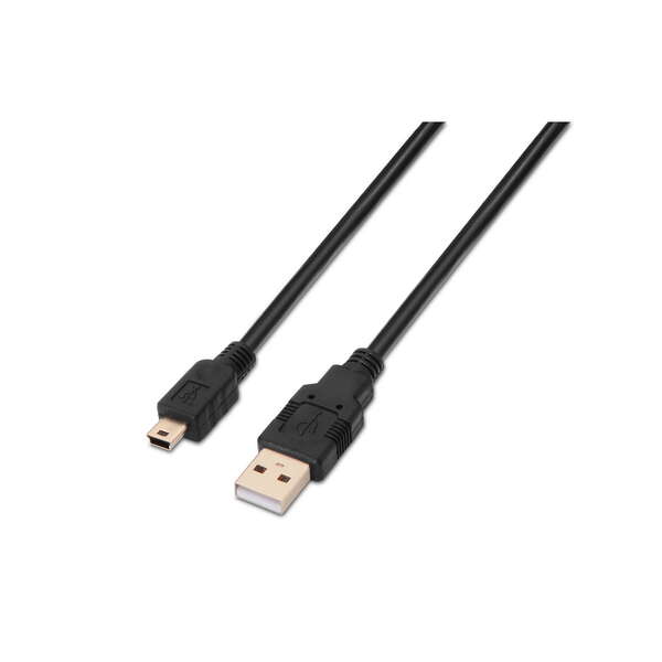 Cabo USB 2.0 Aisens - Tipo A Macho para Mini B Macho - 0,5 m - Cor Preto