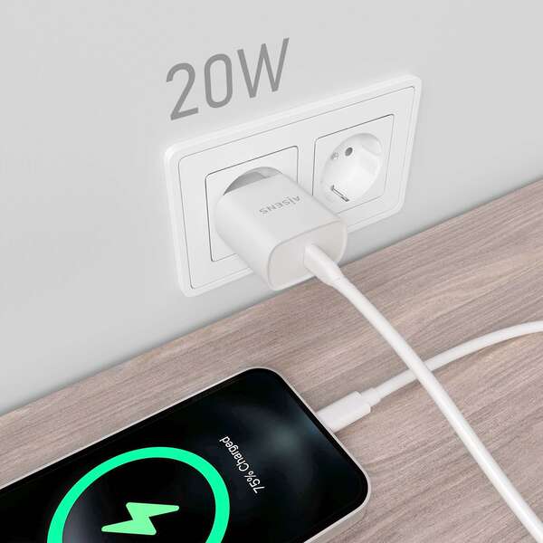 Carregador Aisens USB-C PD3.0 1 porta 1xUSB-C 20W - Branco