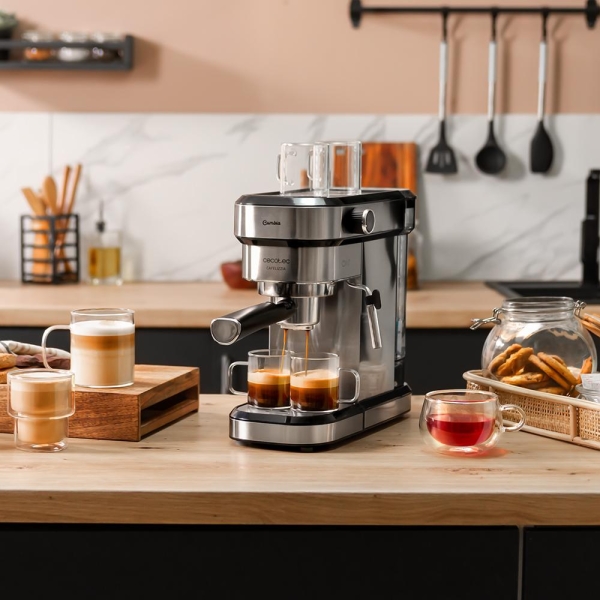 Máquina de café expresso Cecotec Cafelizzia 790 Steel DUO - 1350 W - Pressão de 20 bar - Saída dupla de café - Bocal de vapor ajustável - Reservatório de água amovível de 1,2 L - Filtro de cápsulas - Aço inoxidável