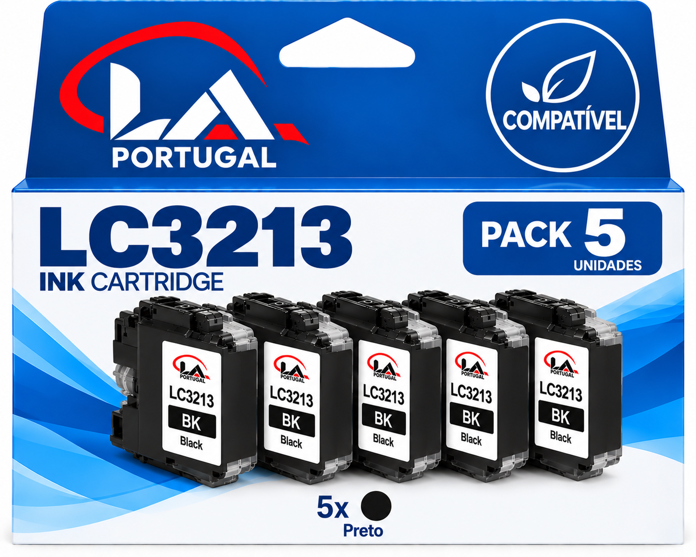 PACK 5 BROTHER LC3213 - PRETOS COMPATIVEIS 