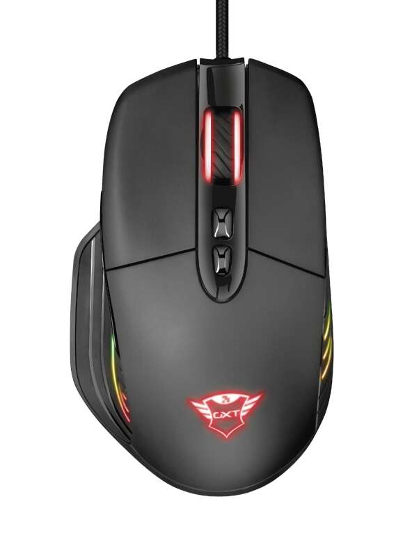 Rato USB Trust Gaming GXT 940 Xidon 10000 dpi - 5 botões programáveis ​​​​- Iluminação RGB - Cabo entrançado de 1,80 m - Utilização para destros - Preto