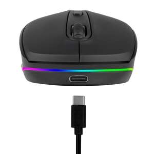 Rato USB Bluetooth sem fios NGS Smog-RB 2400 dpi - Iluminação LED RGB - 3 botões - Uso ambidestro