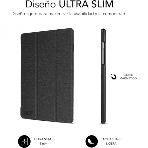 Capa Subblim Shock exclusiva para Samsung Galaxy Tab A9+ - Fecho magnético - Bordas reforçadas - 3 modos de suporte - Preto