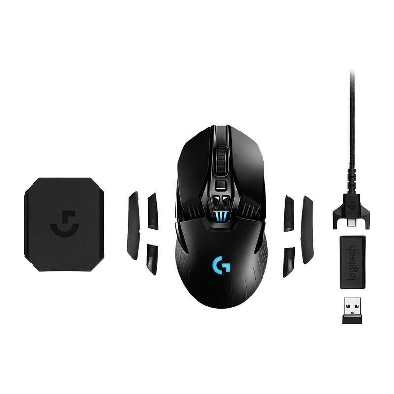 Rato USB sem fios Logitech G903 Lightspeed 16000 dpi - 10 botões programáveis ​​- Iluminação RGB - Sensor Hero - Tecnologia Lightspeed - Peso ajustável - Uso ambidestro - Preto