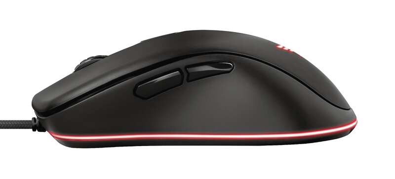 Rato USB Trust Gaming GXT 930 Jacx 6400 dpi - 5 botões programáveis ​​​​- Iluminação RGB - Cabo entrançado de 1,80 m - Utilização para destros - Preto