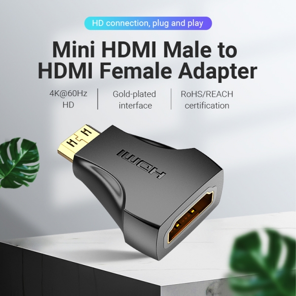 Adaptador Vention Mini HDMI Macho para HDMI Fêmea - Preto