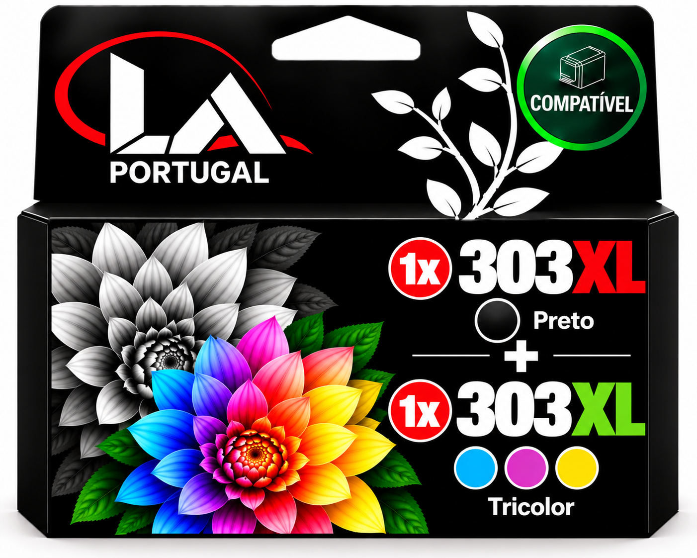 PACK TINTEIROS COMPATIVEIS COM HP 303XL - PRETO + HP 303XL - TRICOLOR 
