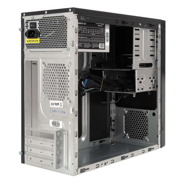 Caixa Unykach Dark Shadow MicroATX - Fonte de alimentação de 500 W incluída - Suporta unidades de 3,5