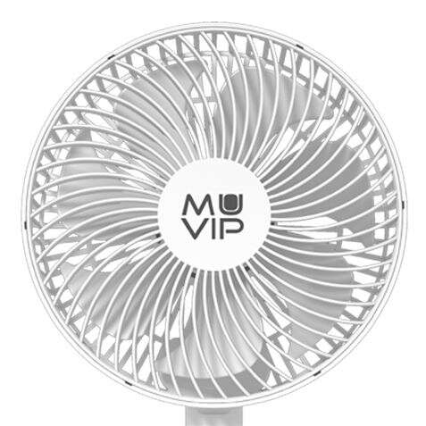 Ventilador de Mesa Dobrável Portátil Muvip 6,5W 19cm Diâmetro - 4 Velocidades - Ângulo Ajustável até 90º - Autonomia até 21h - Cor Branco