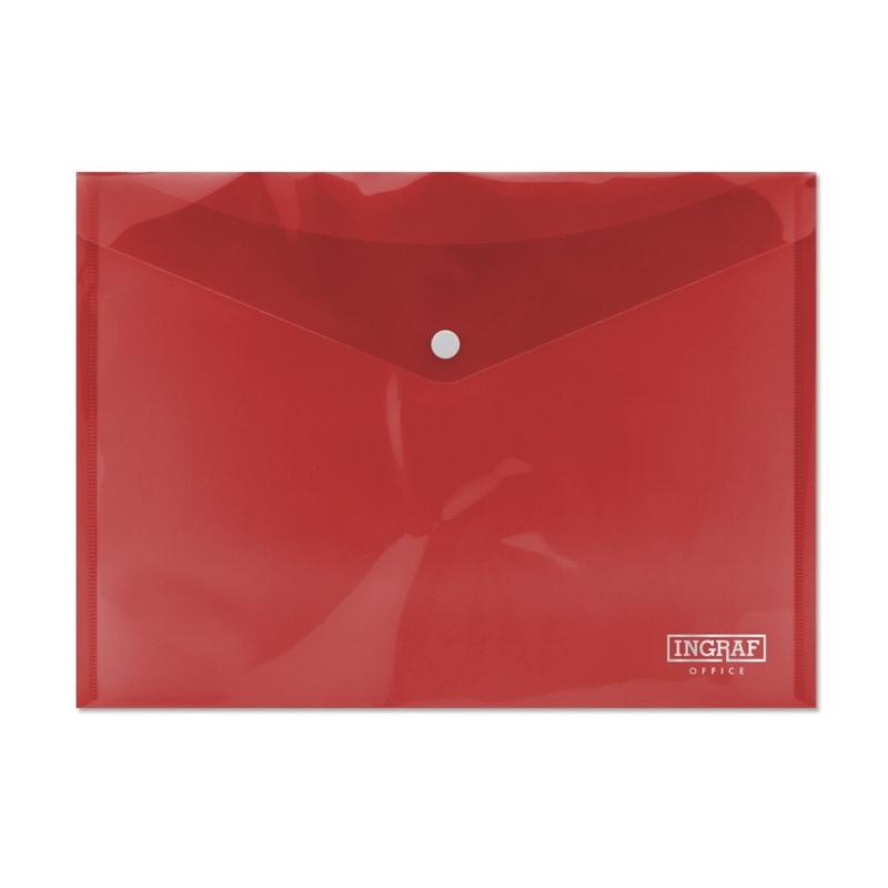 Pack 10 Envelope Ingraf com Fecho - Polipropileno - Tamanho A4 - Cor Vermelha