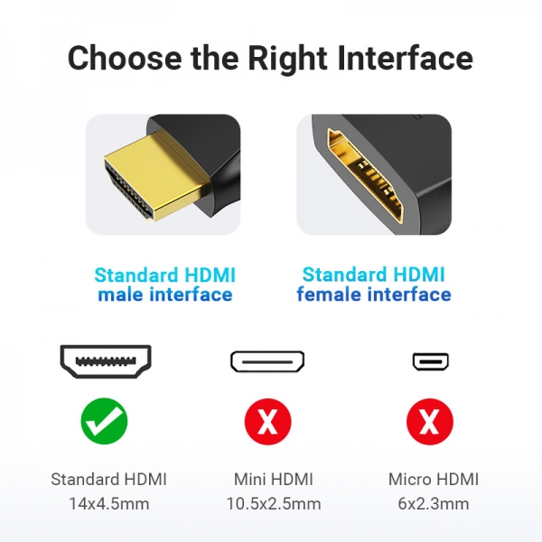 Vention HDMI Macho para HDMI Fêmea Adaptador 4K 90° - Preto